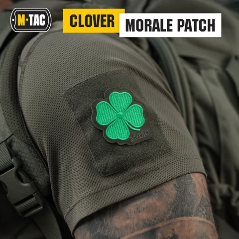 M-Tac Morale Patch Clover - Tactical Embroidered Military Badge with Hook Fastener Backing image 2